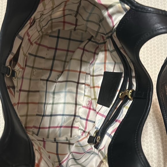 Coach Ergo Black Pleated Leather Tattersall Tote Bag Purse Satchel - Picture 8 of 13